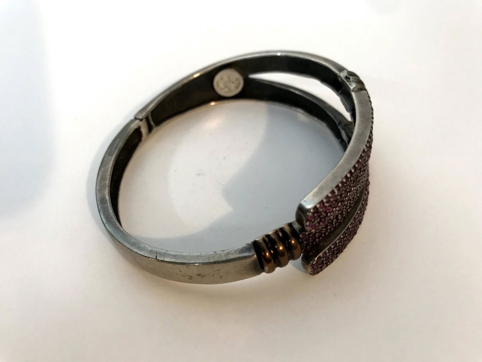 Antique Natural RUBY Sterling Silver Solid Bracelet 2 (1 of 5)