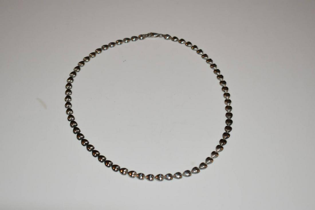 Vtg Sterling Silver Chain of Hearts Link Necklace 16 in (1 of 4)