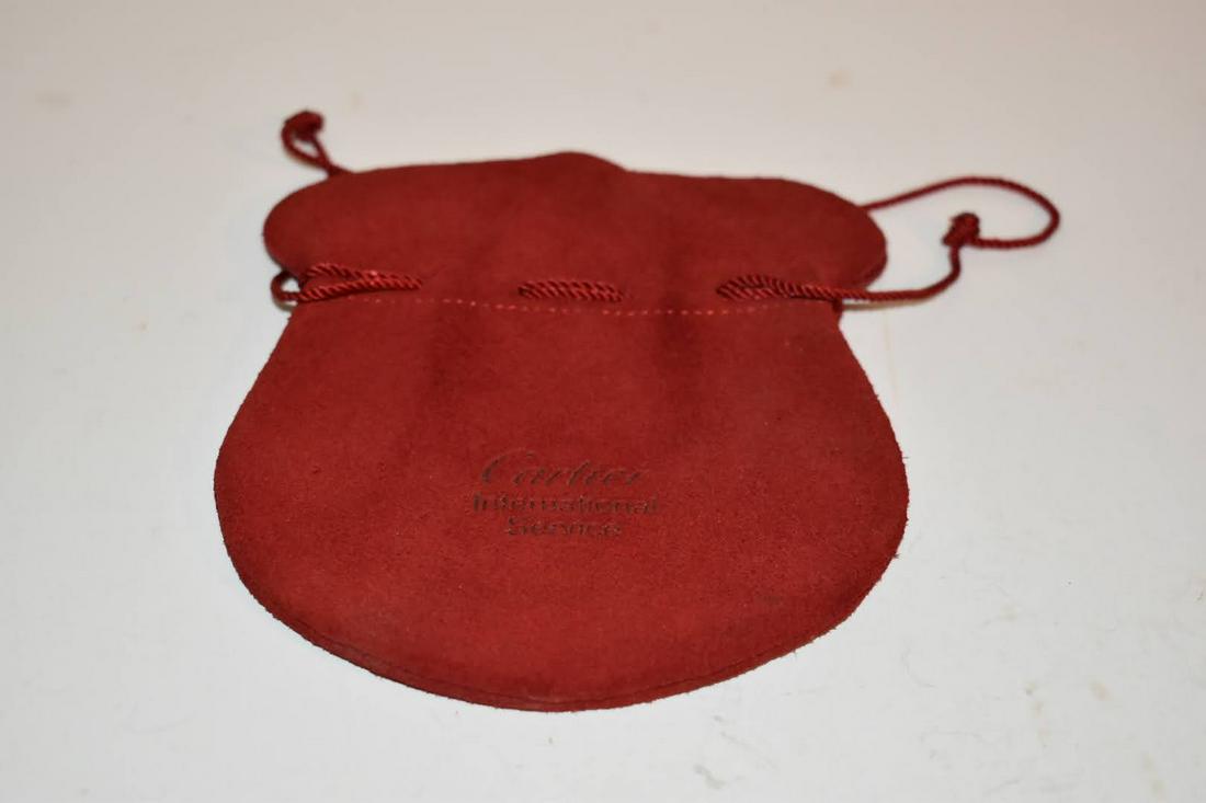 Cartier Vintage Maroon Suede Drawstring Jewelry Pouch w Logo - Sz 5.5" by 4.5" (1 of 5)