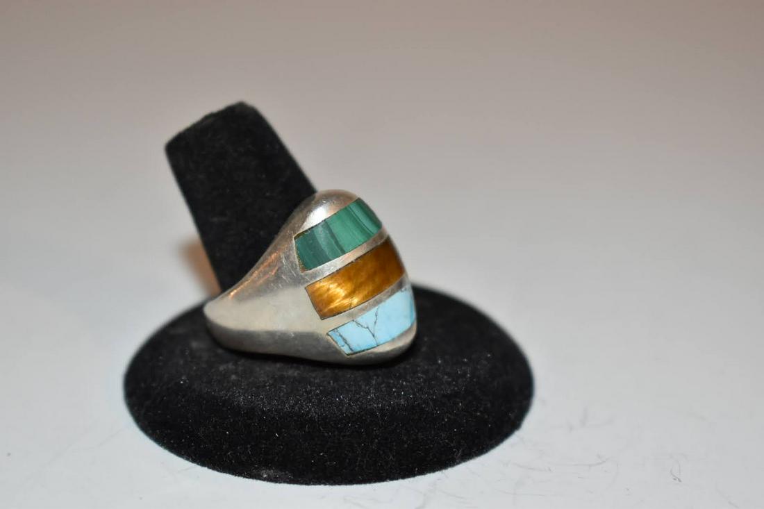 Navajo 925 Sterling Silver Turquoise & tigers eye Ring Sz 12 20 grams: Navajo 925 Sterling Silver Turquoise & tigers eye Ring Sz 12 20 grams Please view all photos as they are part of the description and condition of this Item, Feel free to contact me with questions or p