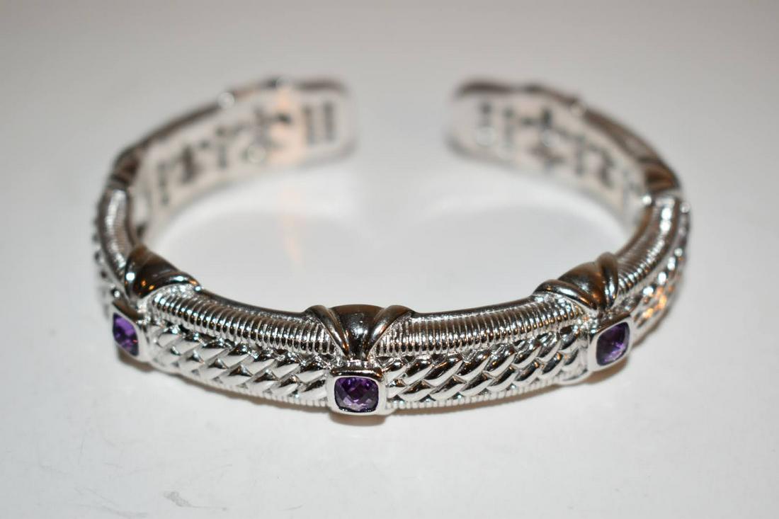 Judith Ripka Amethyst Filigree Hinged Bangle Bracelet Nice!!!!!: Judith Ripka Amethyst Filigree Hinged Bangle Bracelet Nice!!!!! Please view all photos as they are part of the description and condition of this Item, Feel free to contact me with questions or picture