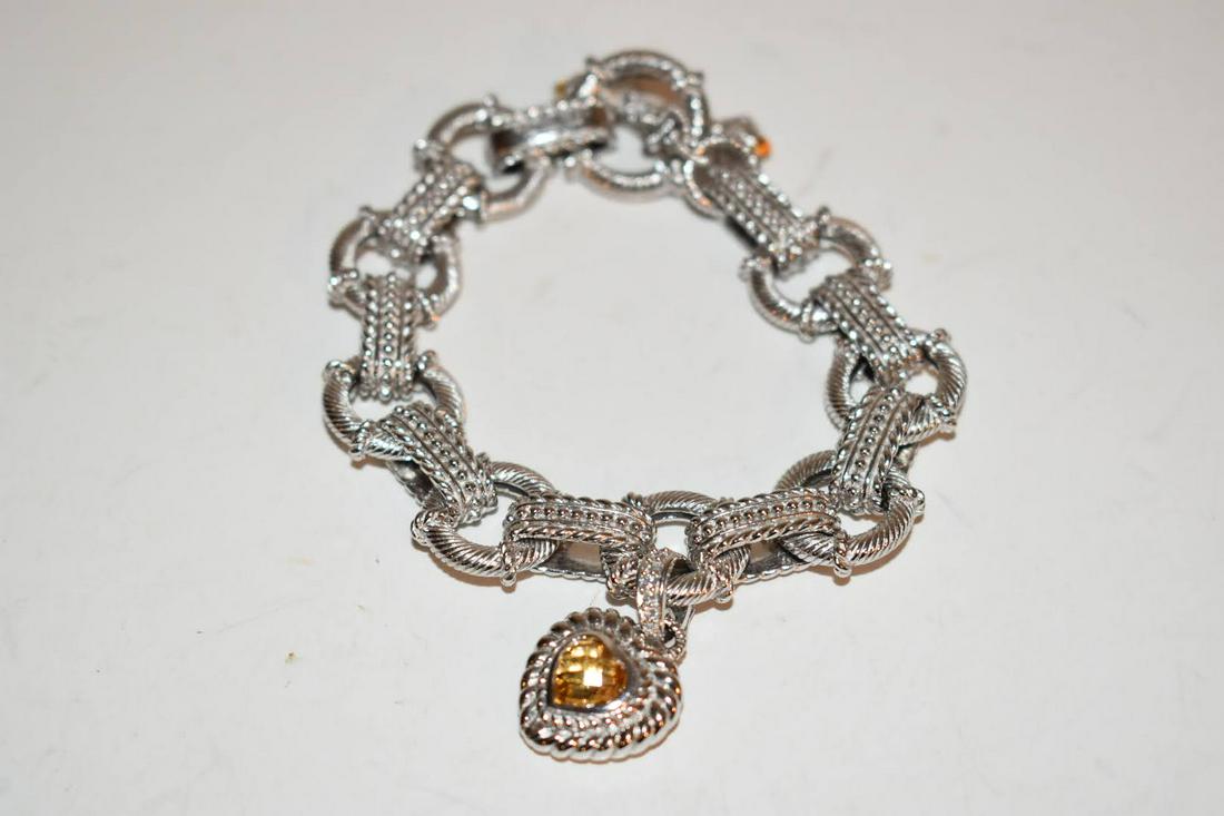 Judith Ripka Sterling Silver 925 Ornate Link Chain Citrine Toggle Bracelet 7.5: Judith Ripka Sterling Silver 925 Ornate Link Chain Citrine Toggle Bracelet 7.5 Please view all photos as they are part of the description and condition of this Item, Feel free to contact me with quest