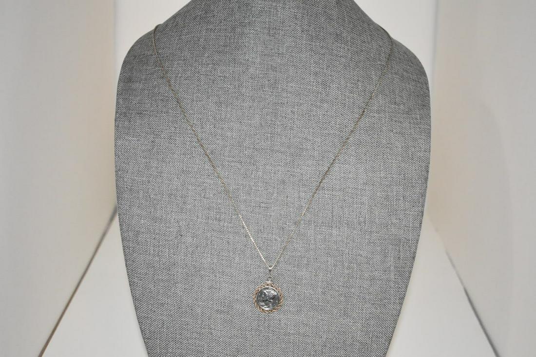 Vintage sterling silver 1941 mercury Dime pendant necklace 30" (1 of 4)