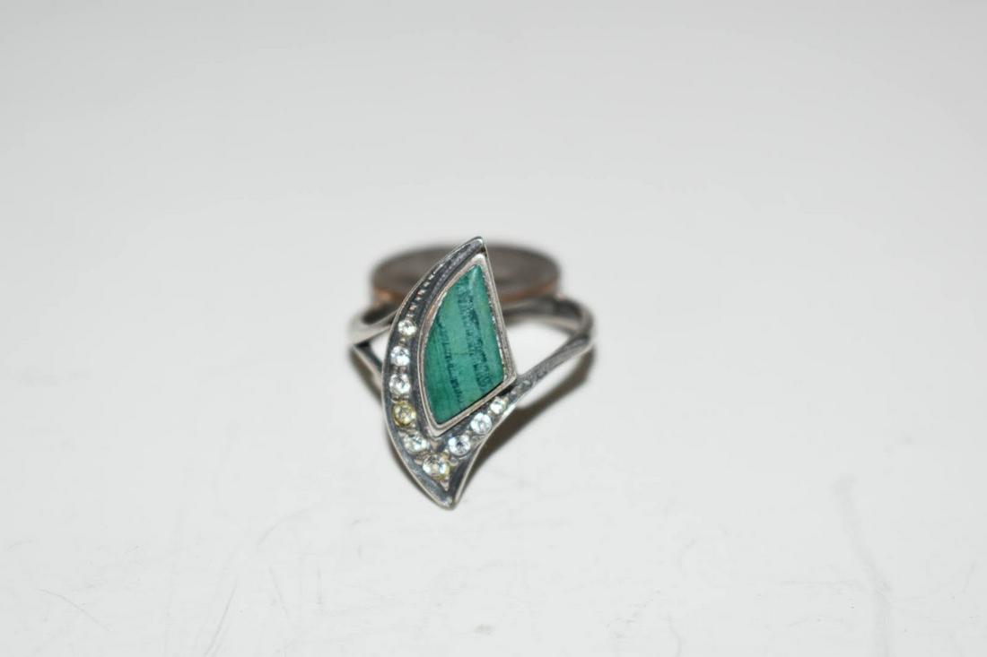 Vintage Sterling Silver malachite Ring sz 8.5 (1 of 4)