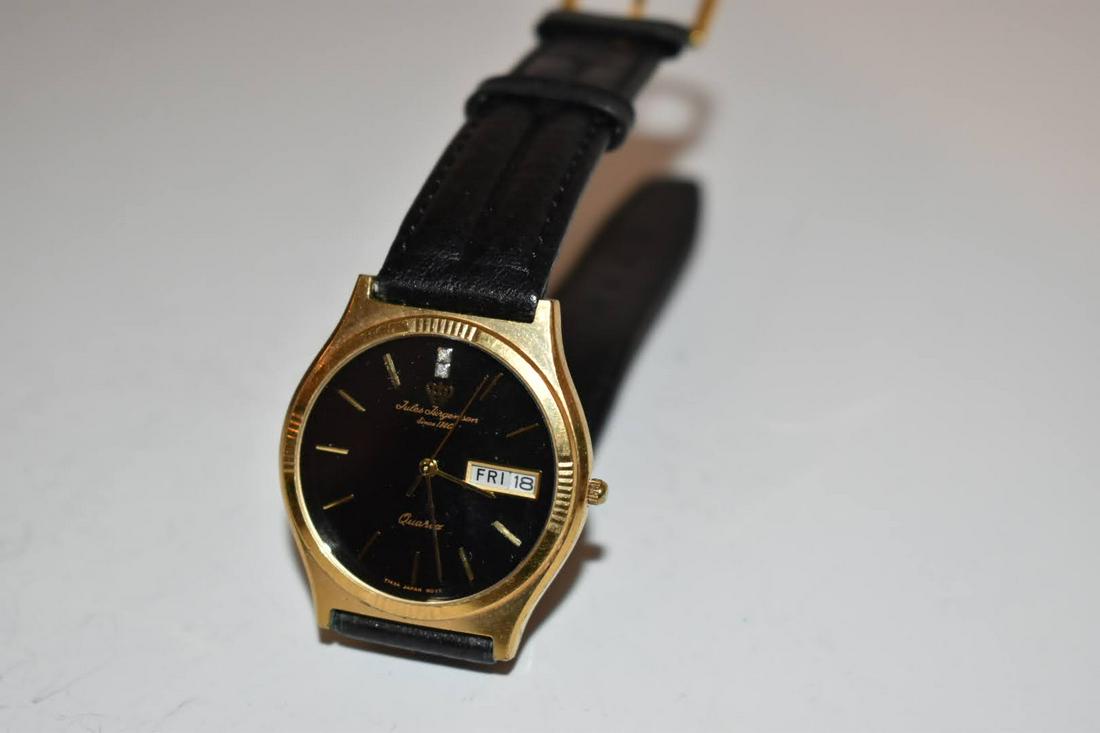 jules jurgensen black dial leather band quartz watch Diamond Works (1 of 5)
