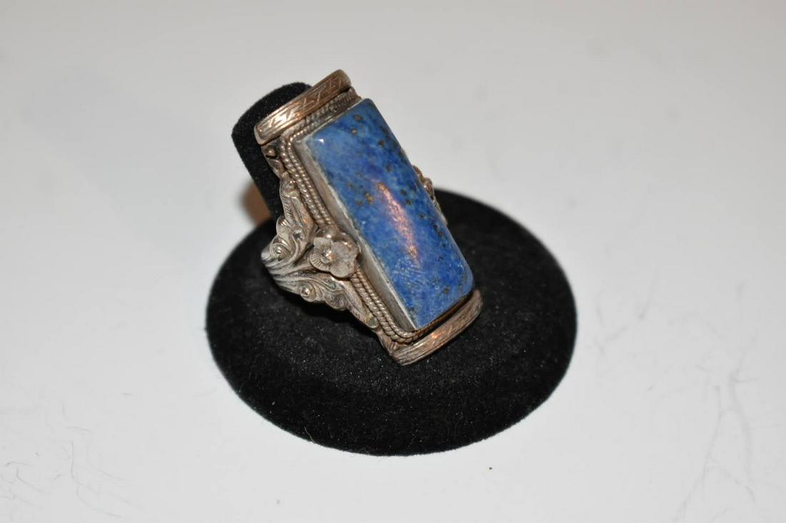 vintage sterling silver large lapis ring 20 grams sz 11 (1 of 4)