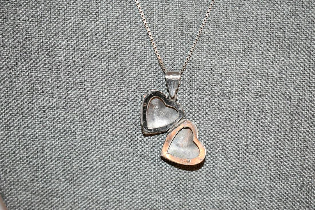 vintage sterling silver engraved heart locket necklace pendant 32" (1 of 3)