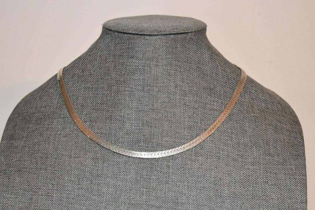 Vintage Sterling Silver Herringbone Necklace 18 inches (1 of 4)