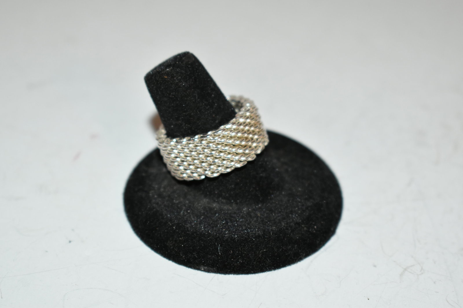 Vintage 925 Sterling Silver Wide Flexible Woven Braided Mesh Band Ring SZ 9 (1 of 4)