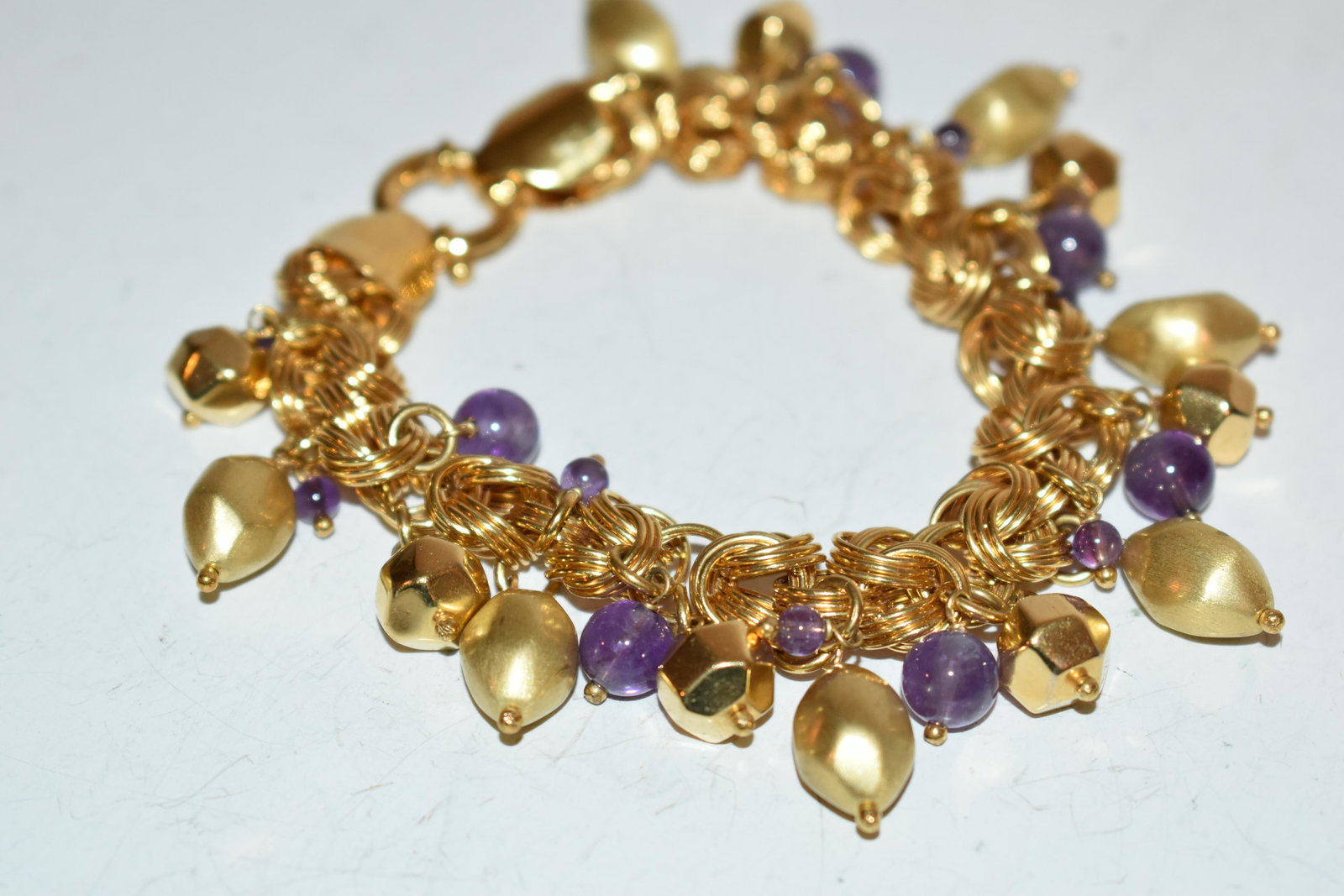 Vintage Goldfilled Amethyst beaded Italy Bracelet 8" (1 of 3)