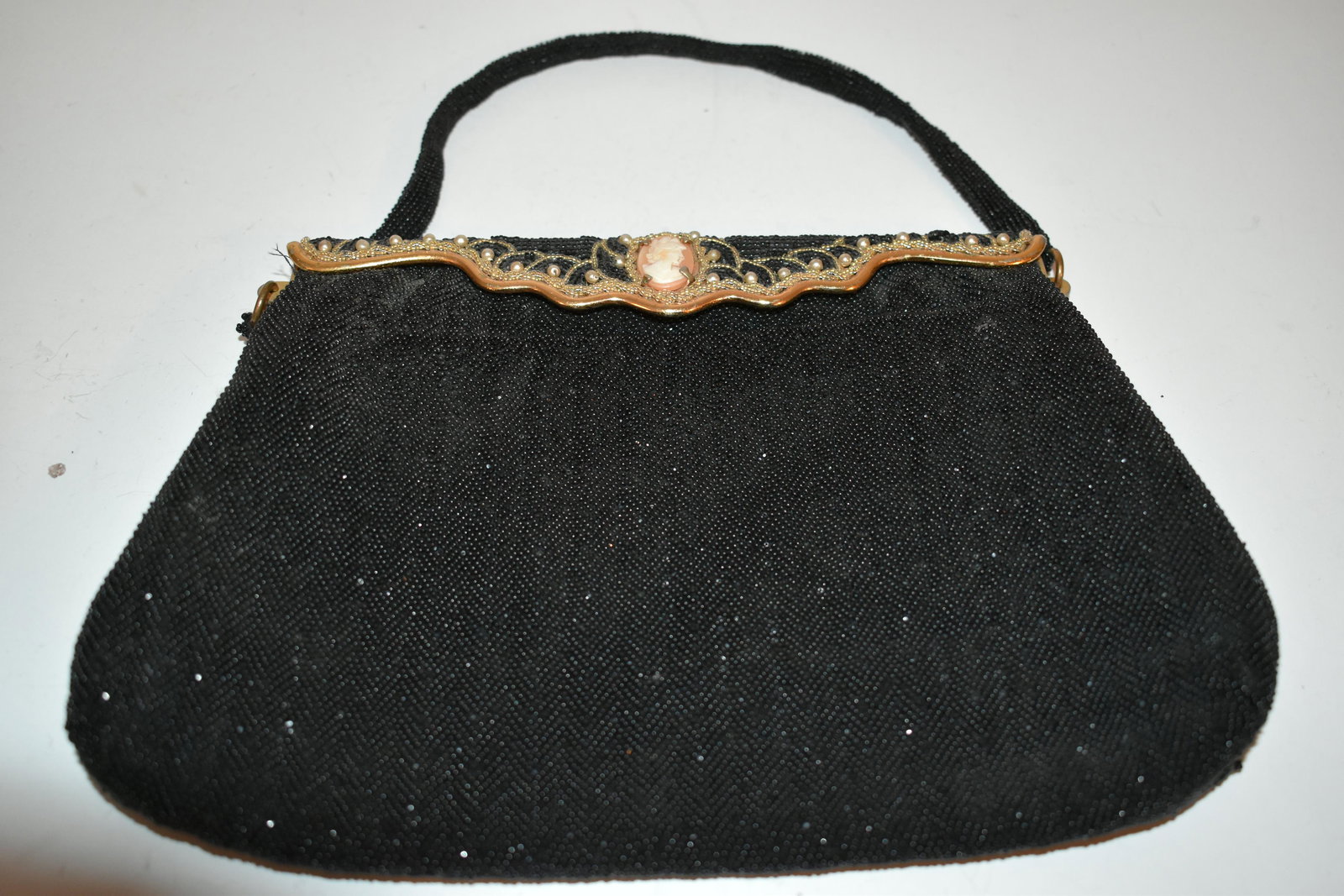 VTG Jorelle Bags Made France black Beaded cameo Evening Purse Bag (1 of 4)