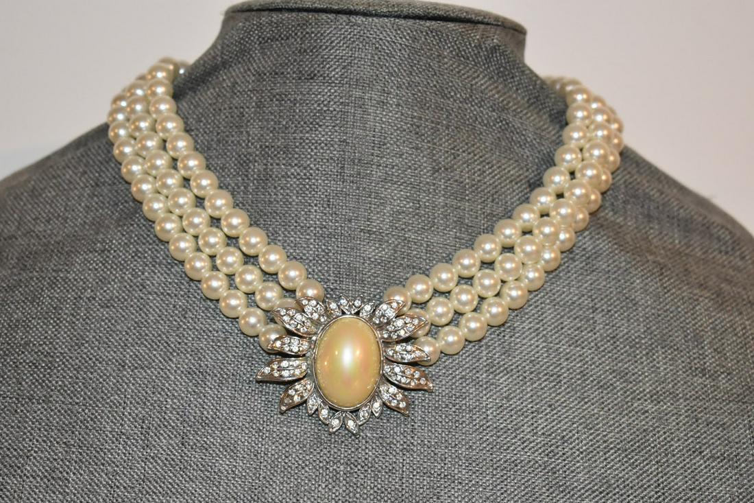 vintage beaded pearl 6 strand necklace 14" (1 of 4)