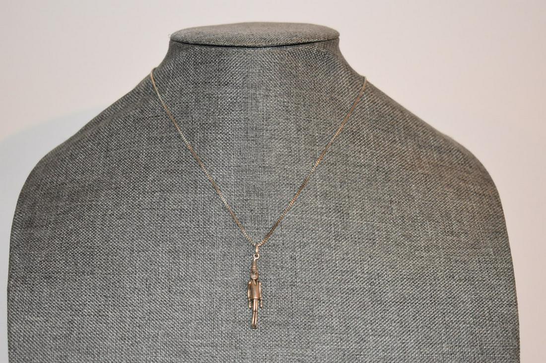 Vintage Sterling Silver Tin Man Pinocchio Pendant necklace 16": Vintage Sterling Silver Tin Man Pinocchio Pendant necklace 16" Please view all photos as they are part of the description and condition of this Item, Feel free to contact me with questions or picture 