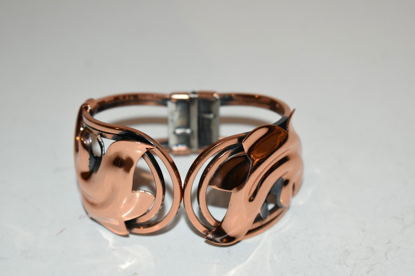 copper bracelet vintage hinged 7" signed ramit (1 of 4)