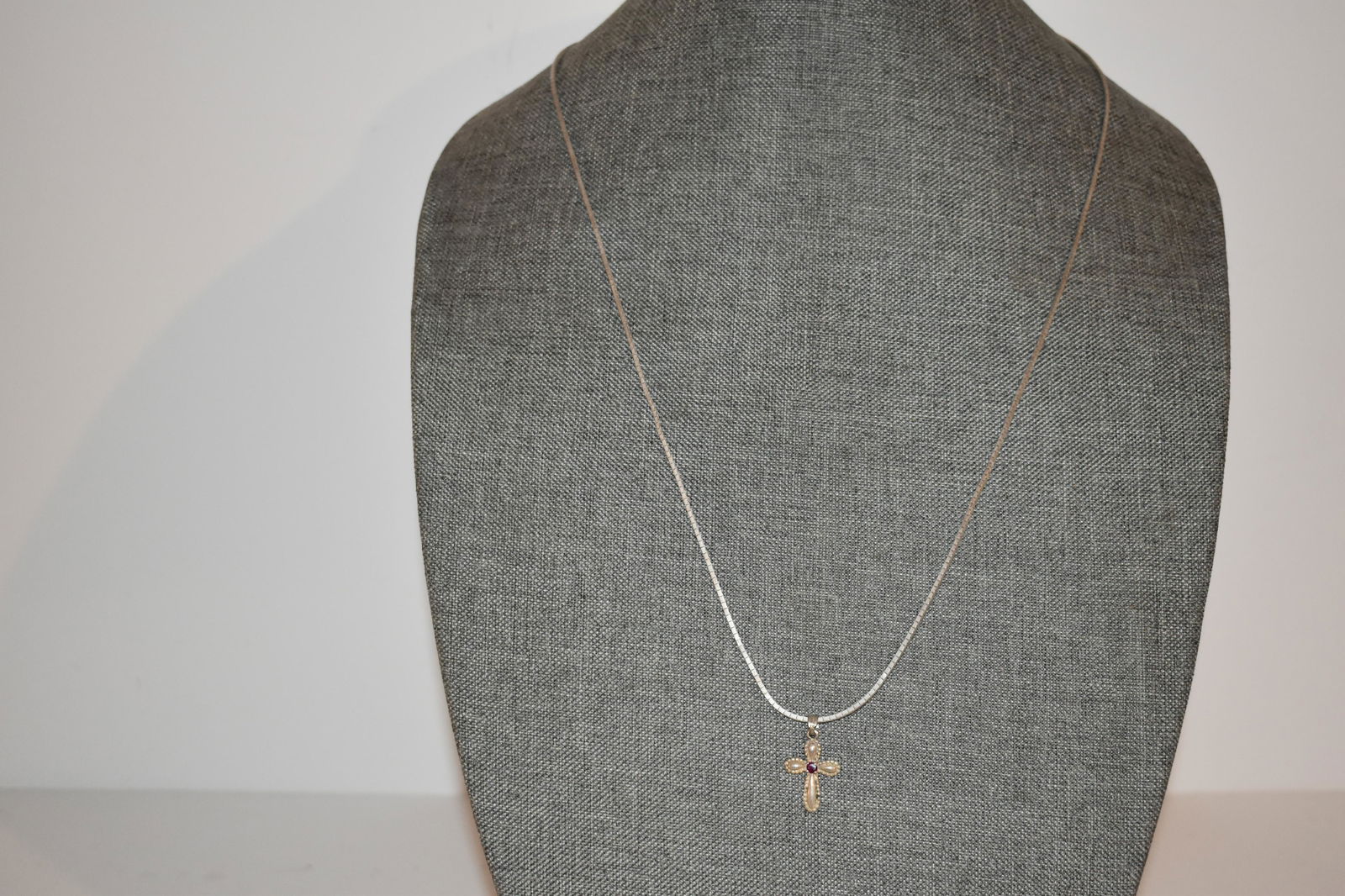 Vintage sterling silver cross chain pendant 28" 15 grams (1 of 5)