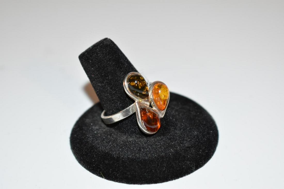 Vintage Sterling Silver amber Ring sz9 (1 of 4)