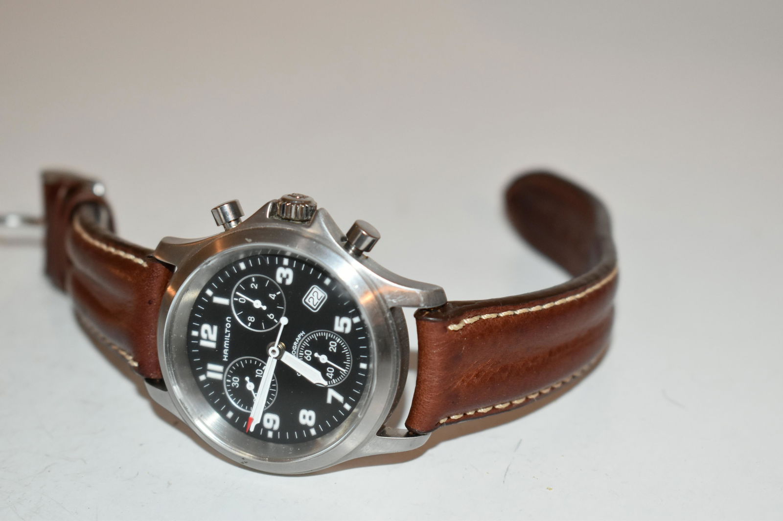 Hamilton Military Chronograph Black Dial Watch Ref: 3832 works great (1 of 6)