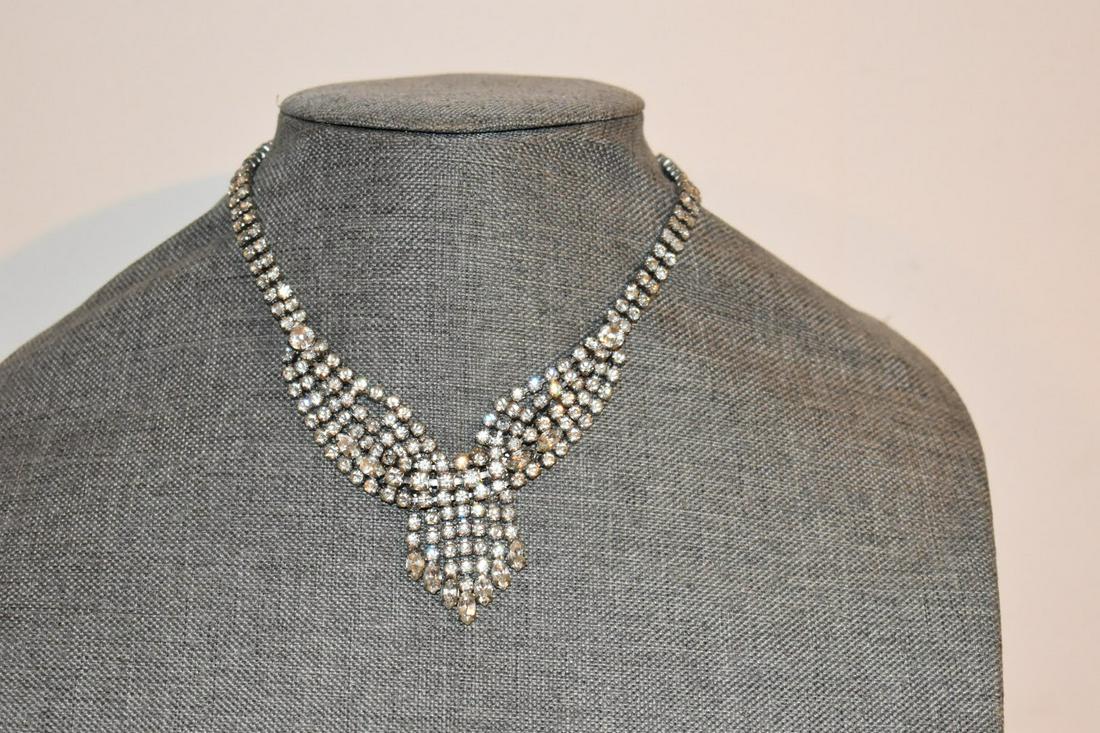 KRAMER of NEW YORK vintage dior-era stunning rhinestone necklace 16" Complete: KRAMER of NEW YORK vintage dior-era stunning rhinestone necklace 16" Complete Please view all photos as they are part of the description and condition of this Item, Feel free to contact me with questi