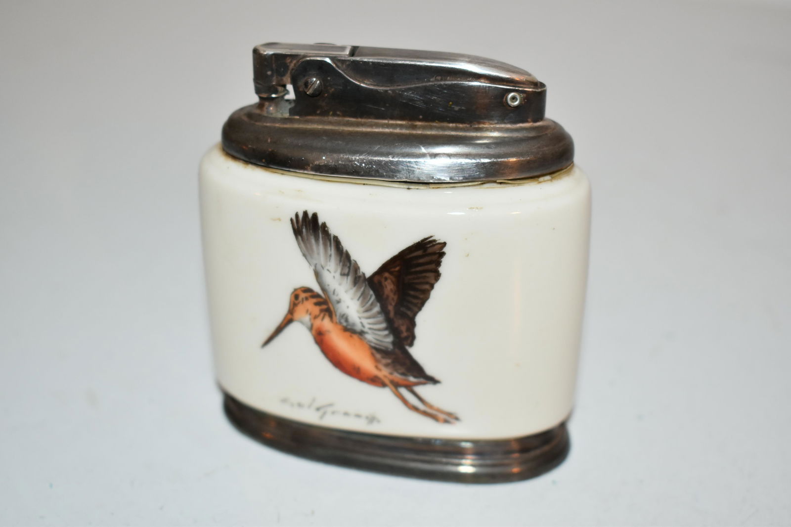 Vintage Ronson Minerva Porcelain Table Lighter Bird (1 of 5)