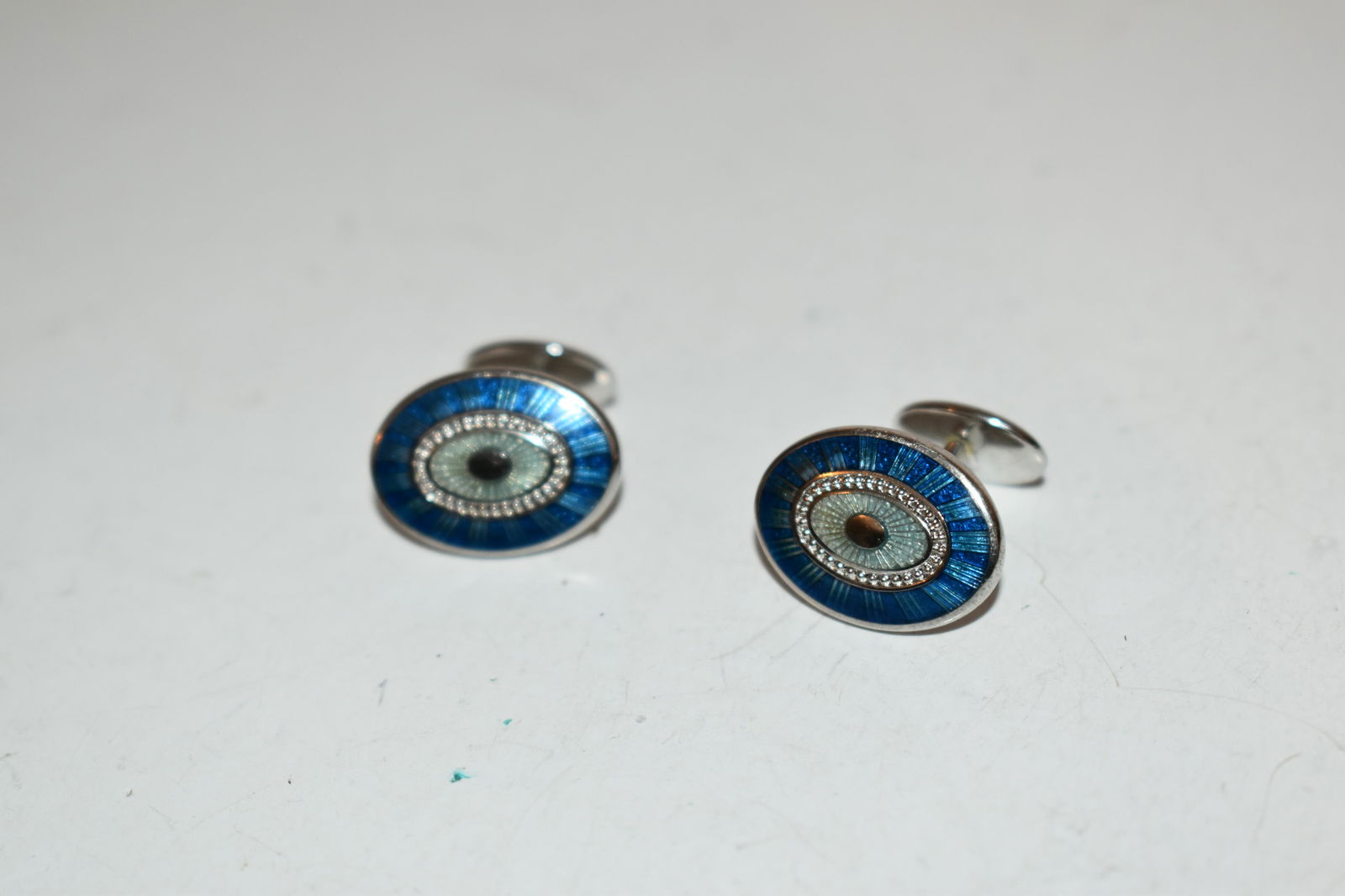Antique Art Deco Sterling Silver Blue Enamel Cufflinks nice!!! DD (1 of 4)