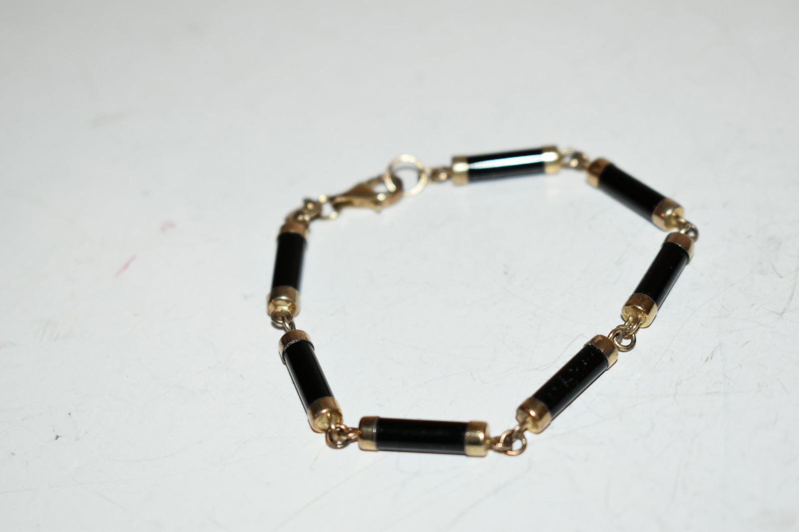 Vintage Sterling silver ONYX Linked Bracelet 7" (1 of 3)