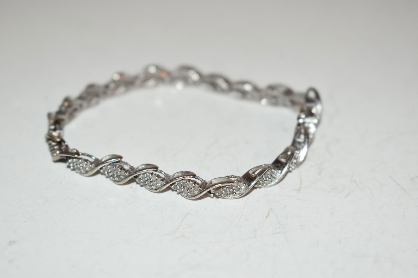 Vintage Sterling silver rhinestone Bracelet 7" (1 of 3)