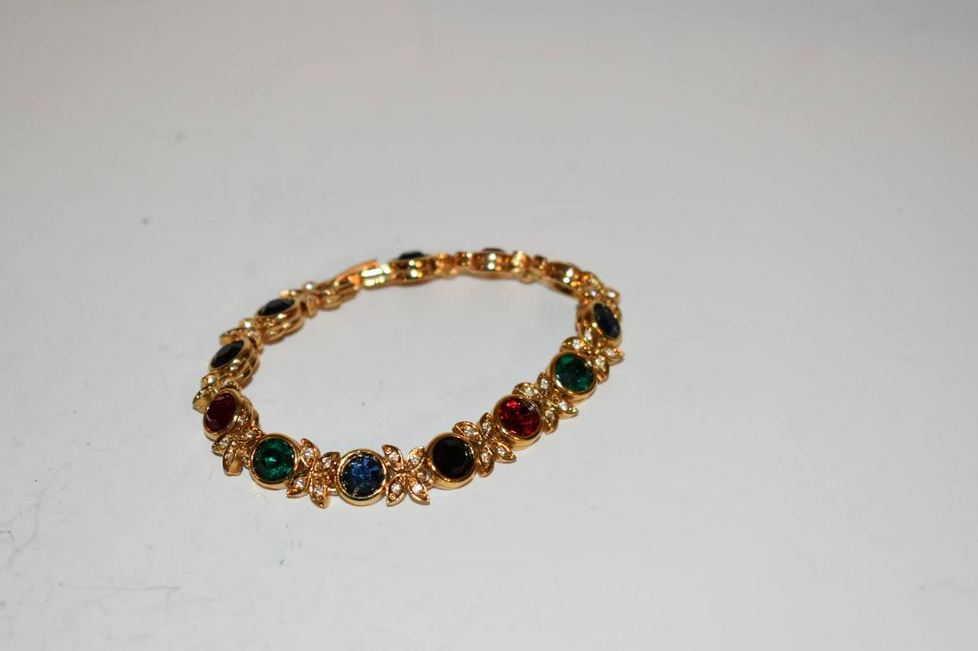 Vintage Blanca Gold Tone Multi Color Rhinestone Bracelet Signed (1 of 4)