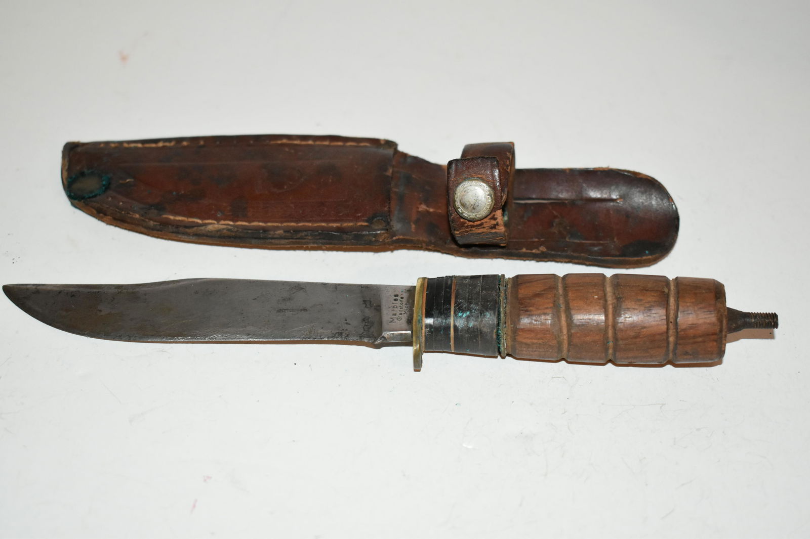 Vintage Marbles Gladstone Knife 5" Michigan sheath missing parts to handle (1 of 6)