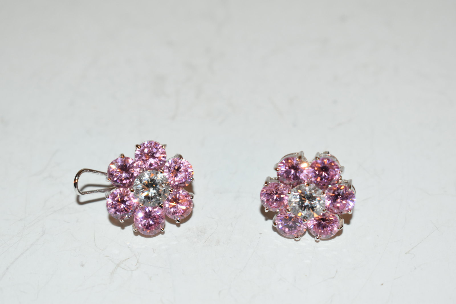 Vintage Sterling silver rhinestone pink Earrings (1 of 3)