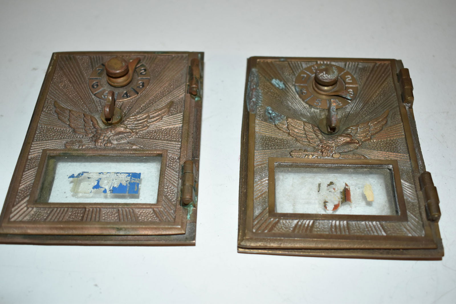 2 Vintage U.S. Post Office Mail Box Eagle brass door: 2 Vintage U.S. Post Office Mail Box Eagle brass door Please view all photos as they are part of the description and condition of this Item, Feel free to contact me with questions or picture requests!