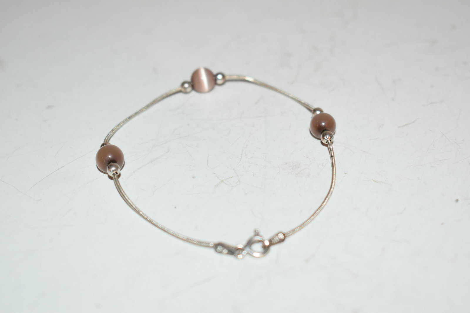 Vintage Sterling Silver beaded Bracelet 7" (1 of 3)