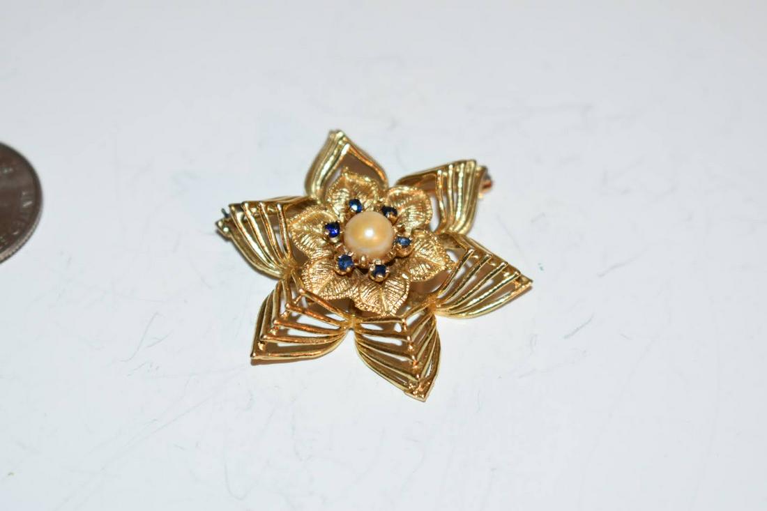 Vintage 14K Gold Star/Star Of David pearl topaz filigree brooch 15 grams nice!!!!: Vintage 14K Gold Star/Star Of David pearl topaz filigree brooch 15 grams nice!!!! Please view all photos as they are part of the description and condition of this Item, Feel free to contact me with qu