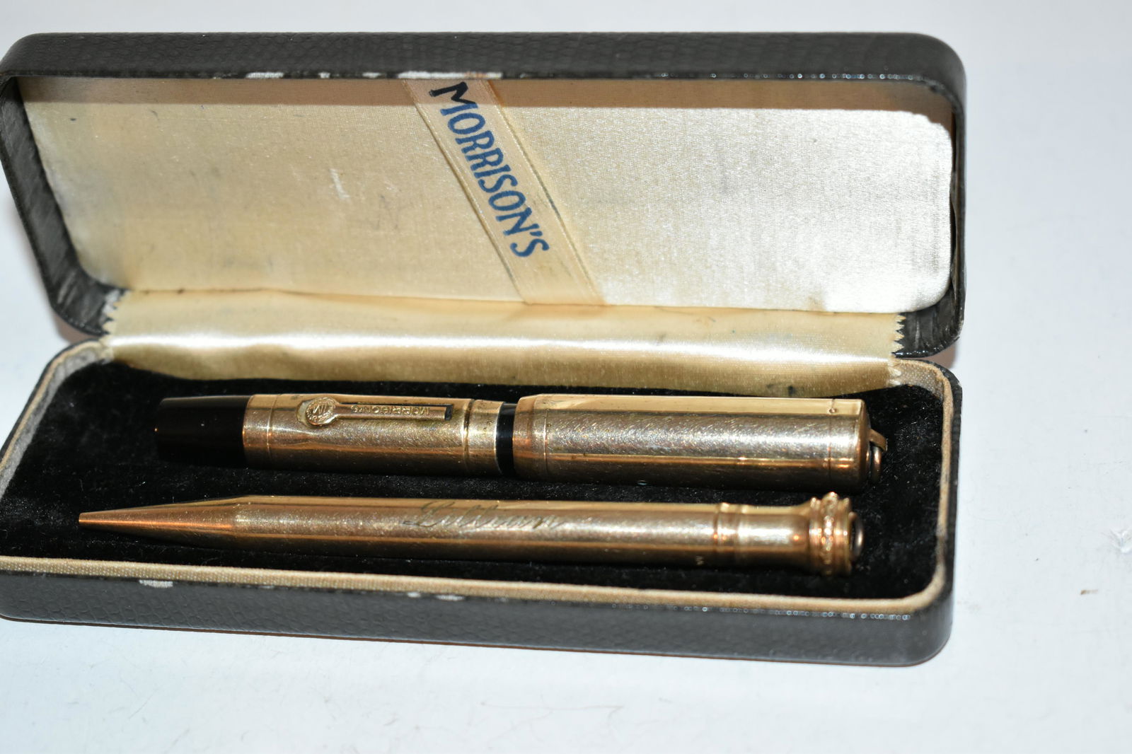 Vintage Morrison's 14k Gold Filled Set Fountain Pen and Mechanical Pencil has an inscription on it (1 of 3)