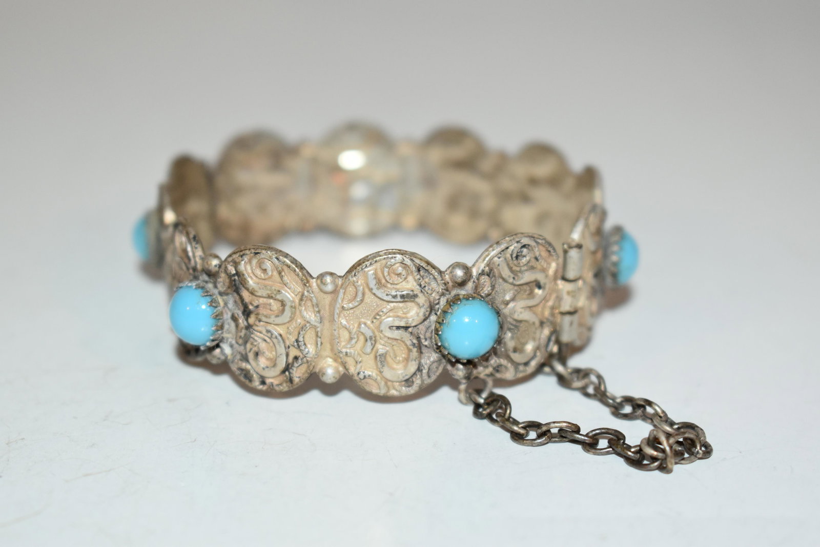 Vintage silver hinged Bracelet 7" (1 of 3)
