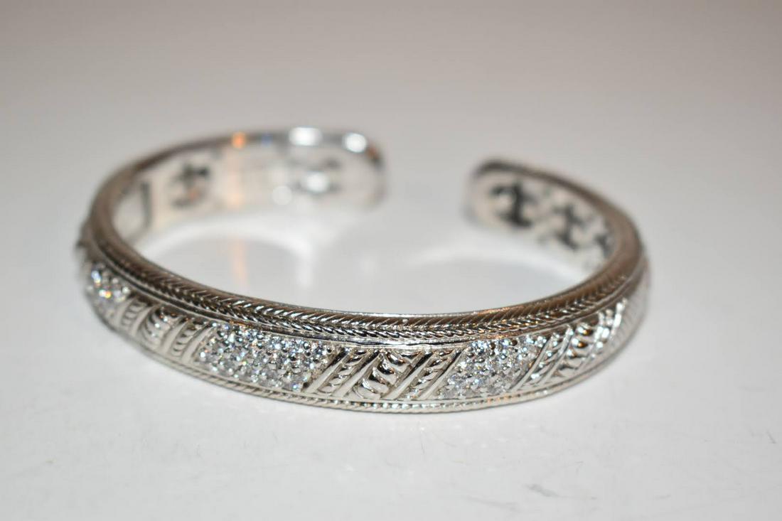 Judith Ripka Sterling Silver Diamonique CZ Hinged Cuff Bracelet 7" (1 of 5)