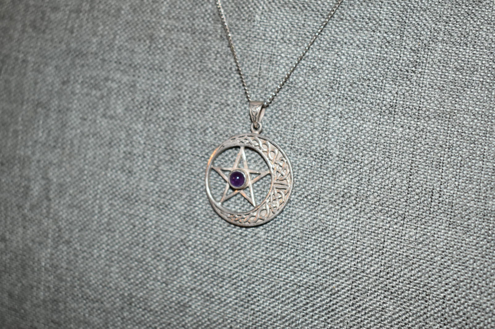 Vintage Sterling Silver Amethyst Necklace pendant 23" (1 of 4)