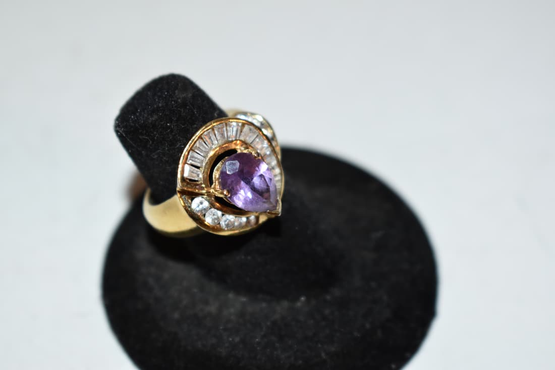 Vintage Sterling silver Amethyst Vermeal Ring sz 6 (1 of 5)