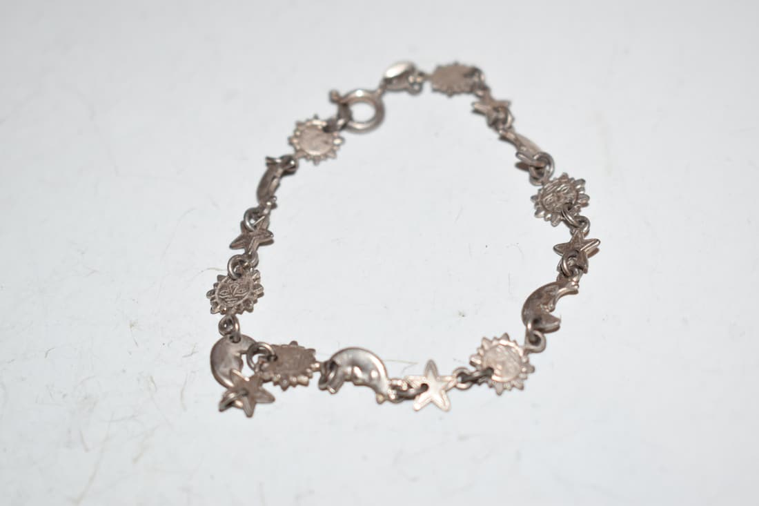 Vintage Sterling Silver sun moon stars Bracelet 7" (1 of 3)