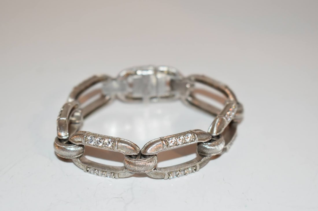 Judith Ripka Sterling Silver CZ Diamonique Link 8" Bracelet 55g (1 of 6)