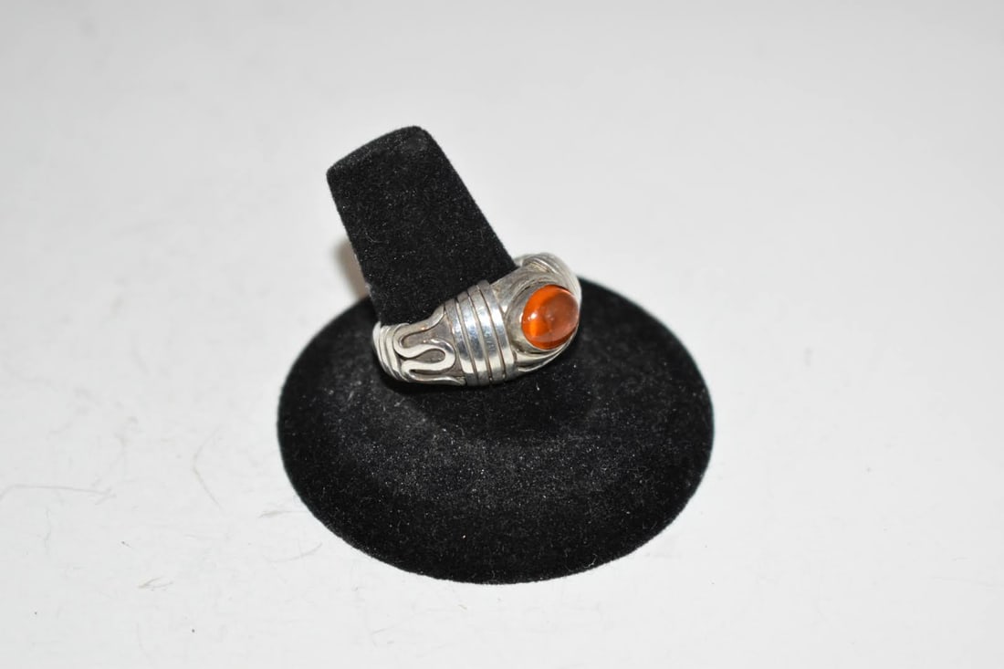 Vintage Sterling Silver Baltic Amber Ring Size sz 9.2 (1 of 4)