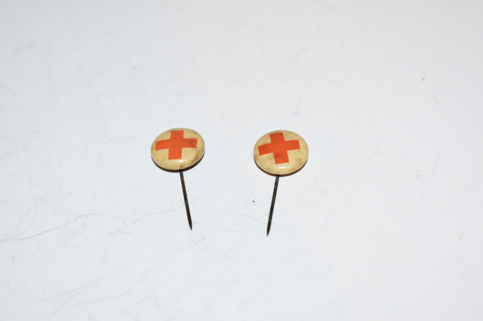 Vtg 1910s Miniature American Red Cross Medical Pinback Button Pin Lot of 2 (1 of 3)