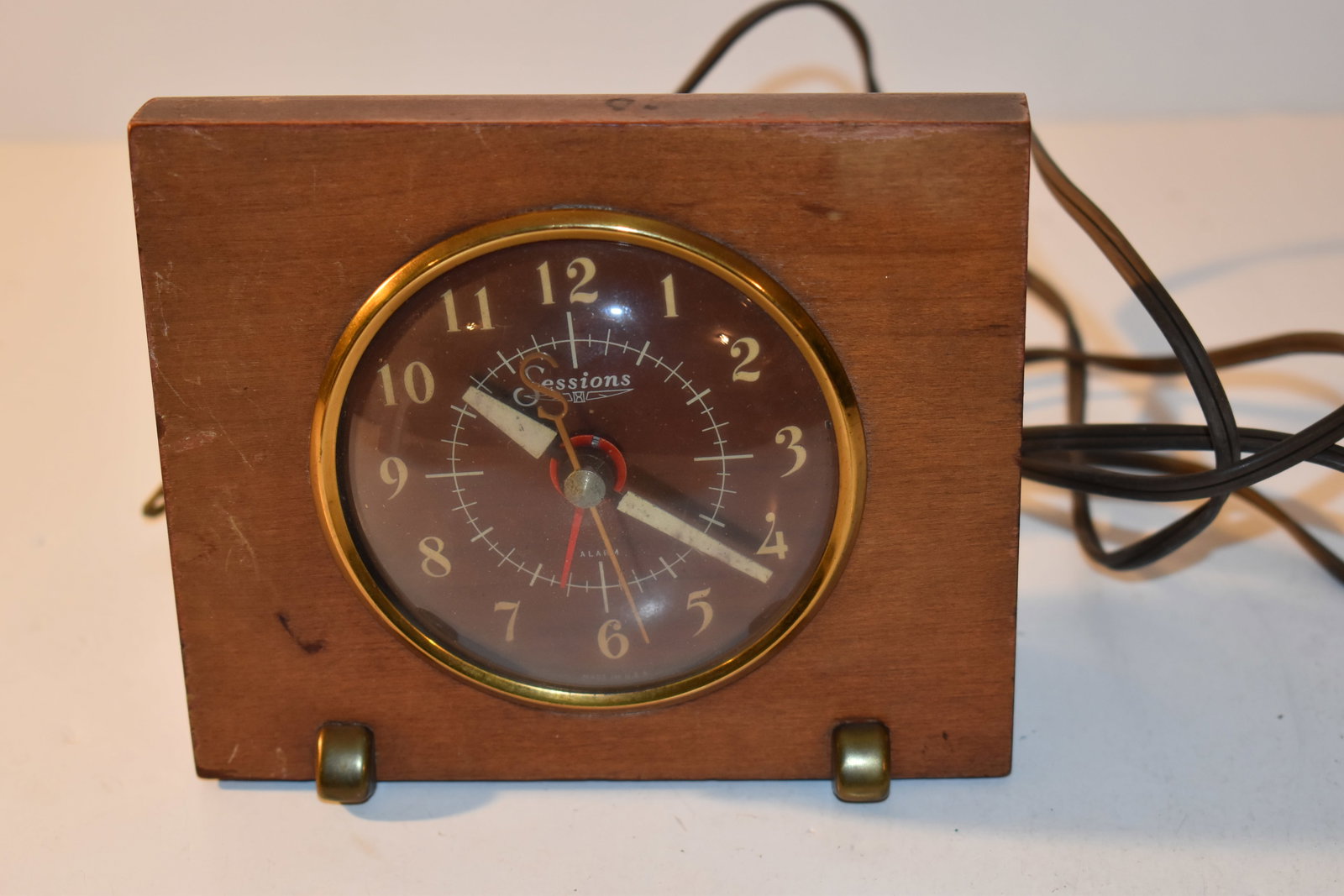Vintage Retro Sessions Wood Electric Alarm Clock Wood Mid-Century Working (1 of 4)