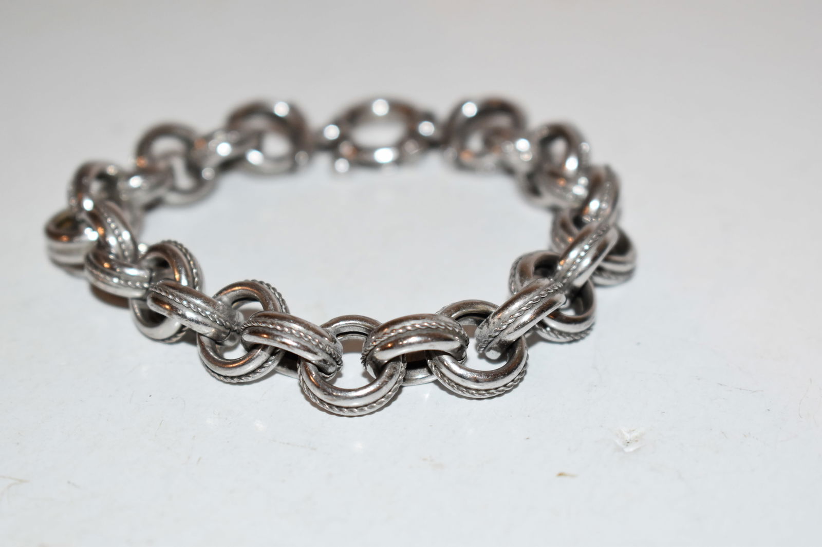 Milor Sterling Silver Chunky Puffy Rope Round Link Bracelet Designer Italy 8" (1 of 3)