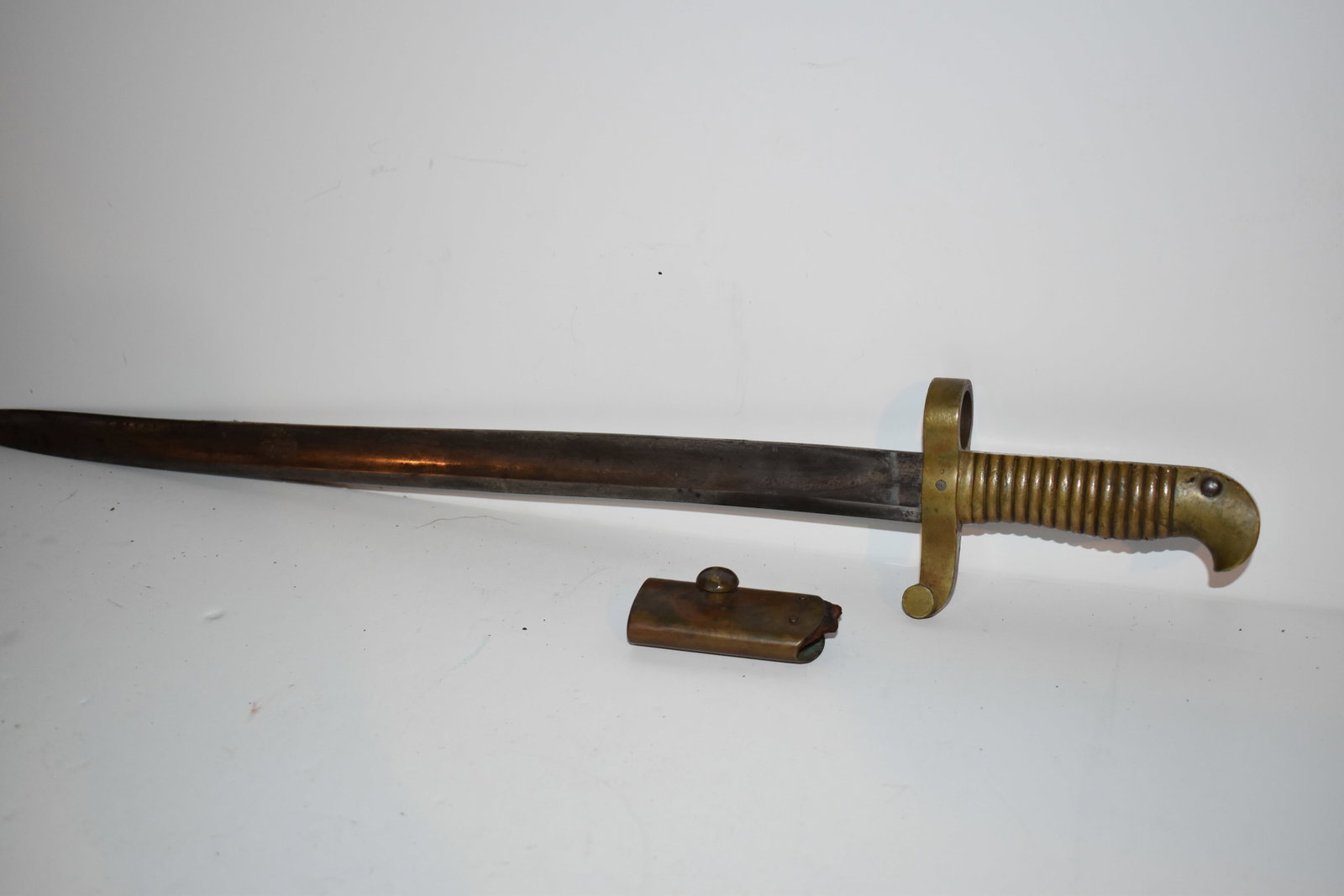 Original Civil War Navy Rifle Brass Sword Bayonet letter b on blade: Original Civil War Navy Rifle Brass Sword Bayonet letter b on blade Please view all photos as they are part of the description and condition of this Item, Feel free to contact me with questions or pic