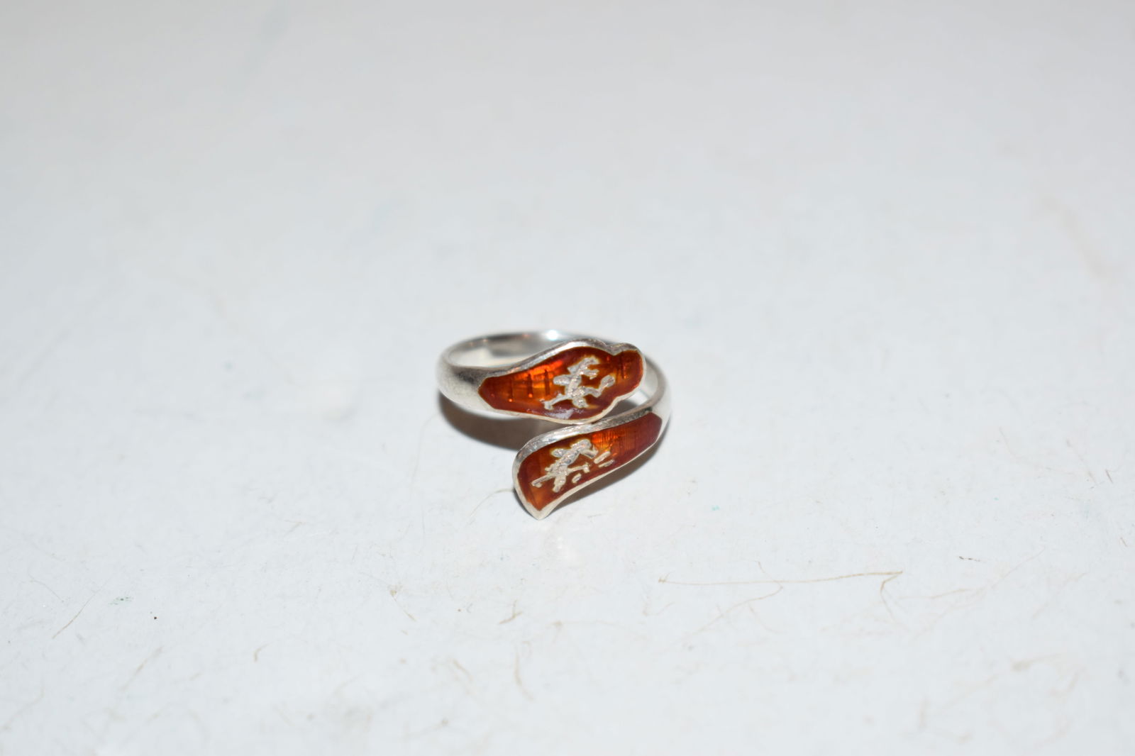 Vintage Sterling Silver 925 Enamel Siam Dancer ByPass Ring Sz 6 (1 of 4)