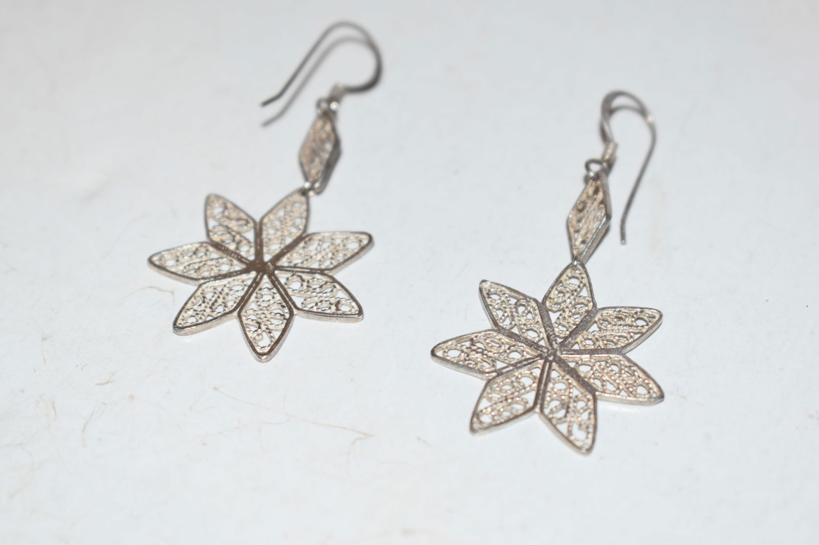 Vintage Sterling Silver star filigree Earrings (1 of 3)
