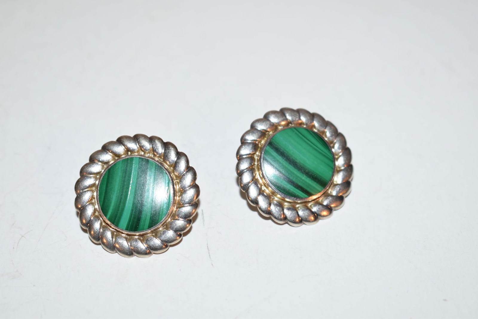 Vintage Sterling Malachite post Earrings (1 of 4)