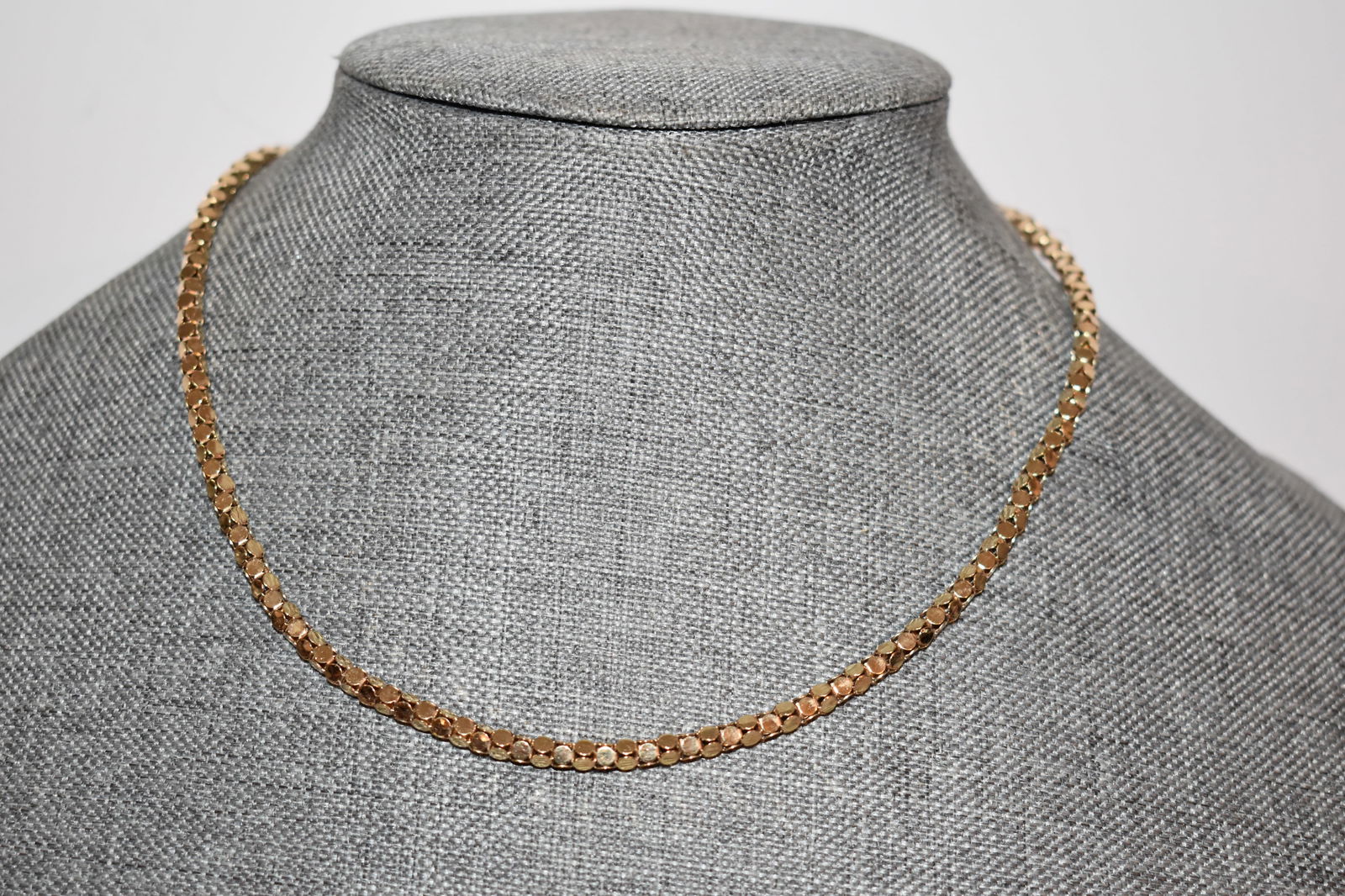 Vtg Sterling Silver Gold Vermeil circle link Chain Italian Necklace 925 16" (1 of 4)