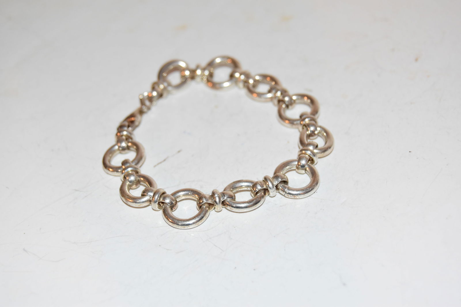 Vintage Sterling Silver round link italy tennis Bracelet 7" (1 of 4)