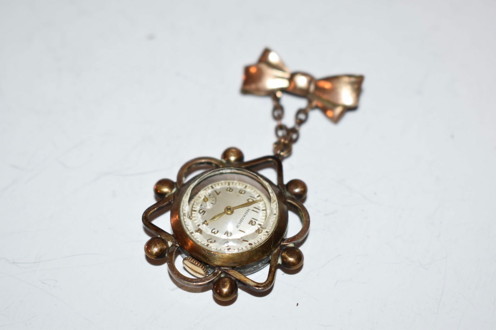 Vintage Gold Filled Monarch Pinback Brooch Watch works great!!!! (1 of 5)